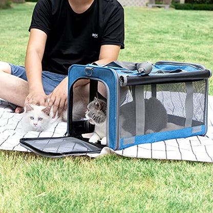 GAPZER Pet Carrier for Large and Medium Cats, Soft-Sided Pet Carrier for Big Medium Cats and Puppy, Dog Carriers Cat Carriers Pet Privacy Protection Travel Carriers - color: Blue