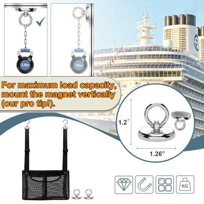Black PVC Mesh Hanging Shower Caddy with 2 Magnetic Hooks, Adjustable Portable Bathroom Organizer with Pockets for Cruise, Dorm, Gym, Camping, RV, 12"x6"x7"(LxWxH)