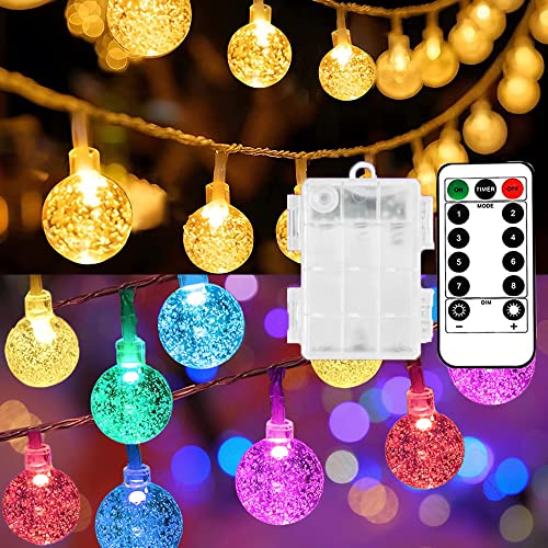 Mocalido 40ft Globe String Lights Battery Operated Outdoor, 80 LEDs Hanging Lights with Remote, Warm White & Multicolor Waterproof for Outside Indoor Camping Tent Decor - size: 40 FT