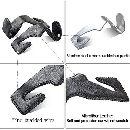 Car Hooks Universal Car Vehicle Back Seat Headrest Hanger Holder Hook Microfiber Leather & Stainless Steel for Bag Purse Cloth Drink Grocery (Brown) - color: Brown