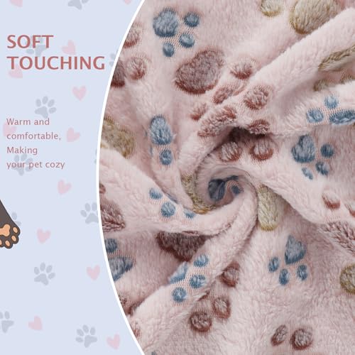BVAGSS 6 Pack Small Dog Blanket, Super Soft Warm Pet Cover Blankets, Paw Print Puppy Fleece Flannel Blanket for Small Medium Dogs and Cats MW003 - color: Beige Paw, size: 6 Pack of 36x36 Inches