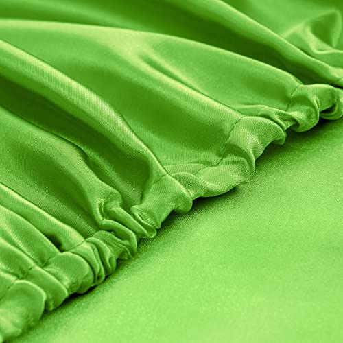 Homiest 3pcs Satin Sheets Set Luxury Silky Satin Bedding Set with Deep Pocket, 1 Fitted Sheet + 1 Flat Sheet + 1 Pillowcases (Twin Size, Lime Green) - color: Lime Green, size: Deep pocket - Twin size