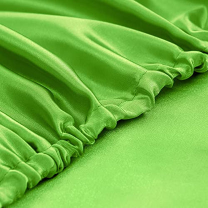 Homiest 3pcs Satin Sheets Set Luxury Silky Satin Bedding Set with Deep Pocket, 1 Fitted Sheet + 1 Flat Sheet + 1 Pillowcases (Twin Size, Lime Green) - color: Lime Green, size: Deep pocket - Twin size