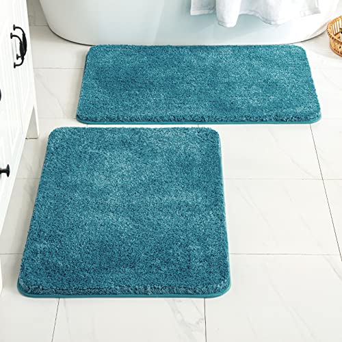 MIULEE Teal Bathroom Rugs Set 2 Piece, Soft Absorbent Microfiber Large Bath Mat Set, Non Slip Quick Dry Machine Washable Plush Shaggy Bath Rugs for Bathroom Floor, Tub and Shower, 24X36 inches - color: Teal, size: 24''x36''