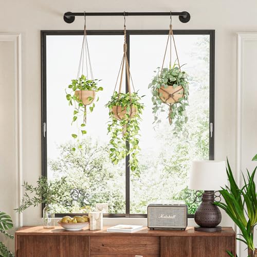 Galood Plant Hanger Indoor Hanging Planters for Indoor Plants Hanging Plant Holder Black Metal Rod(Pot/Chain/Plant not Included - size: 36.2in