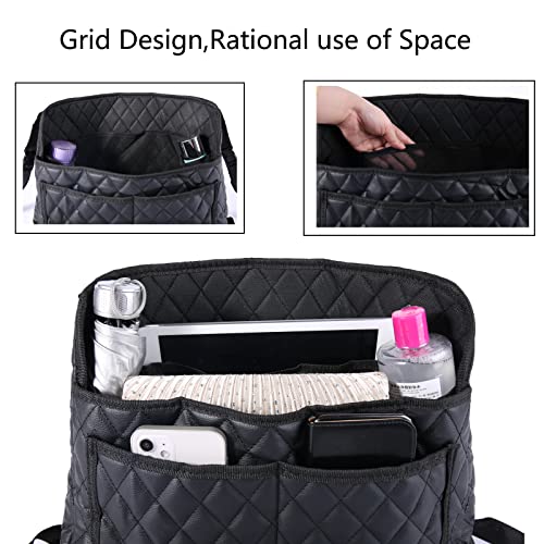 Car Pocket Handbag Holder - Leather Seat Back Organizer Barrier for Backseat Pet, Kids - Black - color: Upgraded Black