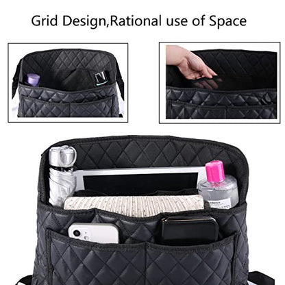 Car Pocket Handbag Holder - Leather Seat Back Organizer Barrier for Backseat Pet, Kids - Black - color: Upgraded Black