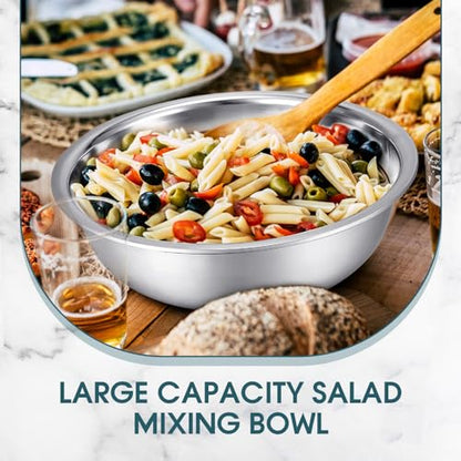Nuogo 4 Pcs Stainless Steel Mixing Bowls Metal Mixing Bowls Extra Large Basin Salad Basin Deeper Edge Dishwasher Safe Mirror Finish for Home and Commercial, Silver (18 Inch 16 Qt) - size: 18 Inch (16 Qt)