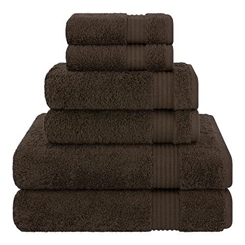 Cotton Paradise 100% Cotton Turkish Towel Set, Soft Absorbent Quick Dry, 6 Piece Towel Set, Chocolate Brown - color: Chocolate Brown