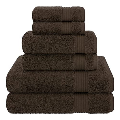 Cotton Paradise 100% Cotton Turkish Towel Set, Soft Absorbent Quick Dry, 6 Piece Towel Set, Chocolate Brown - color: Chocolate Brown