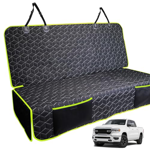 Dog Car Seat Covers for Ford f150/Ram1500/Nissan Frontier/Toyota Tacoma/GMC Canyon/Silverado, Waterproof Pet Back Seat Cover for Trucks, Scratchproof Nonslip Durable Rear Seat Cover for Dogs(Green) - color: Green, size: Truck Bench-61"W