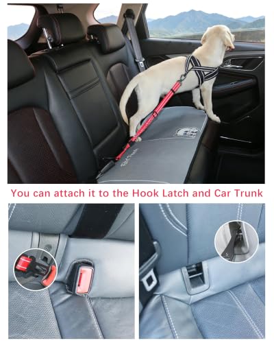 AUBELL Dog Seat Belt for Car,Updated 3-in-1 Adjustable Reflective Bungee Heavy Duty Dog Car Harness Tether with Clip Hook Latch & Buckle,Swivel Zinc Alloy Carabiner,Red - color: Red