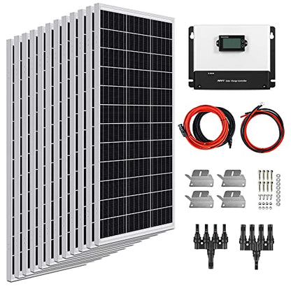 ExpertPower 1200W 12V Solar Panel Kit | 1200W Mono Rigid Solar Panels, 100A MPPT Solar Charge Controller | RV, Trailer, Camper, Marine, Off Grid, Solar Projects - size: 1200W + 100A MPPT