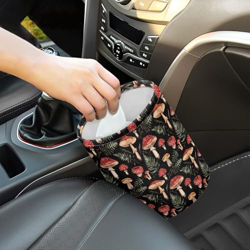 Renewold Waterproof Car Trash Can Garbage Can Trash Bin Car Trash Hanging Vehicles Boat Camping Picnic Storage Organizer Bag Red Mushroom Leaves Foldable Automotive Accessories Women Men Gift - color: Red Mushroom Leaves