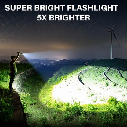 AKNEAR Rechargeable LED Flashlight High Lumens, Super Bright Flashlights with Zoomable & USB C Rechargeable & 5 Light Mode & IPX7 Waterproof, Powerful Flash Light for Home, Hiking, Camping - size: 1 Pack, style: Standard Display