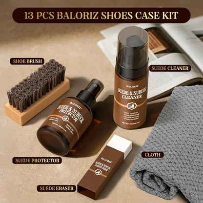 Suede & Nubuck Care Kit for Clog & Sandal, 5-Piece Set with Cleaner, Protector, Suede Brush & Eraser Clean, Microfiber Cloth, Premium Care Kit Protect for Shoes, Boots, Uggs, Jackets, Bags and Apparel