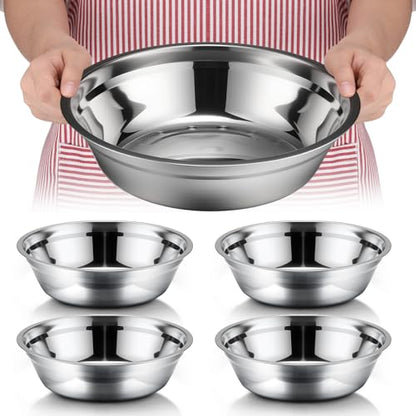 Nuogo 4 Pcs Stainless Steel Mixing Bowls Metal Mixing Bowls Extra Large Basin Salad Basin Deeper Edge Dishwasher Safe Mirror Finish for Home and Commercial, Silver (11 Inch 3.4 Qt) - size: 11 Inch (3.4 Qt)