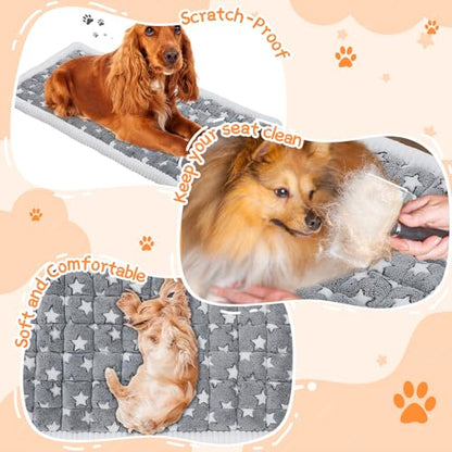Nuanchu Backseat Dog Bed Mat for Car Non-Slip Pet Seat Cover with Star Pattern, Washable Travel Blanket for Cars Suvs Trucks (Grey & White, 24"x53")