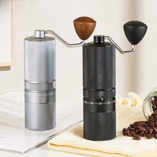Manual Portable Coffee Grinder with 7 Star Conical Burr, 60 Clicks External Adjustment Full-Metal Coffee Grinder for Coffee Bean Grinder for Espresso, French Press, Travel, Camping, Home & Office Use - color: Silver
