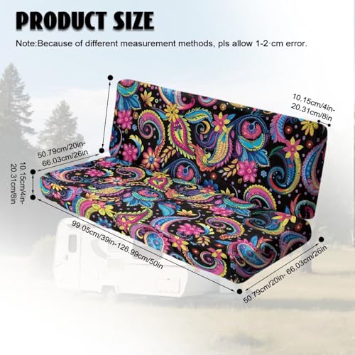 Floral Print 2 Pack RV Dinette Cushion Covers Stretch Camper Cushion Slipcover Pet-Friendly RV Couch Cover Fuzzy Sofa Slipover for Travel Trailer Couch - color: Floral