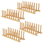 HBlife 4pcs Bamboo Dish Plate Bowl Cup Book Pot Lid Cutting Board Drying Rack Stand Drainer Storage Holder Organizer Kitchen Cabinet (Keep Dry) - color: Bamboo 8 Slots 4pcs
