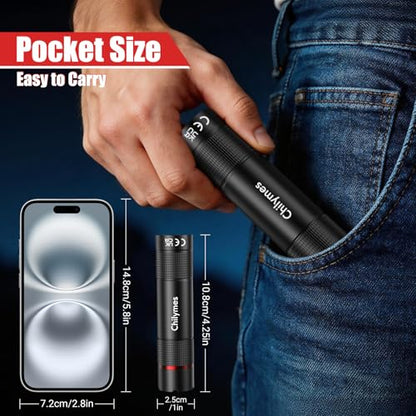 Rechargeable Flashlights 2 Pack, USB C LED Flash Light, Zoomable Waterproof 4 Modes Pocket EDC Handheld Flashlight for Camping Hiking Dog Walking Home Emergency, Fathers Day Gift for Dad Men Him