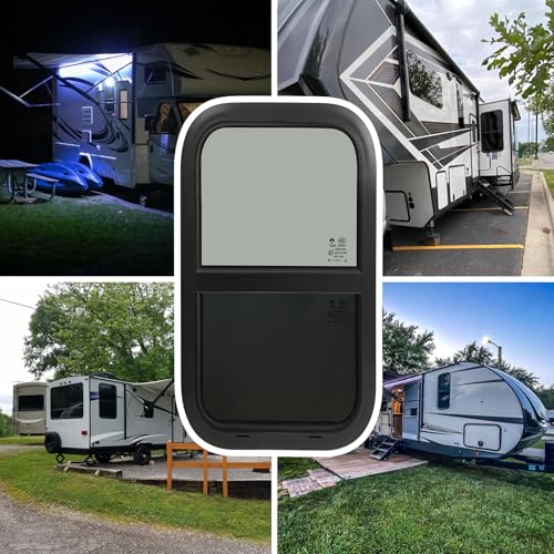 Cargo Trailer Windows,RV Windows for Camper Cargo Trailer Van Truck SUV,12" W x 22" H Vertical Sliding Window Replacement with Trim Ring,Fit 15/16" or 1-3/8" Thick Wall,Allow Error 1/16”,DOT Approved - size: 12"W x 22"H