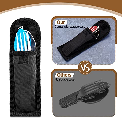 Folding Camping Utensil Set – Stainless Steel Spoon, Fork, Knife & Bottle Opener – Portable Outdoor Tableware, Backpacking Cutlery in Red, Green, Blue, Black, Gold(5 Pcs)