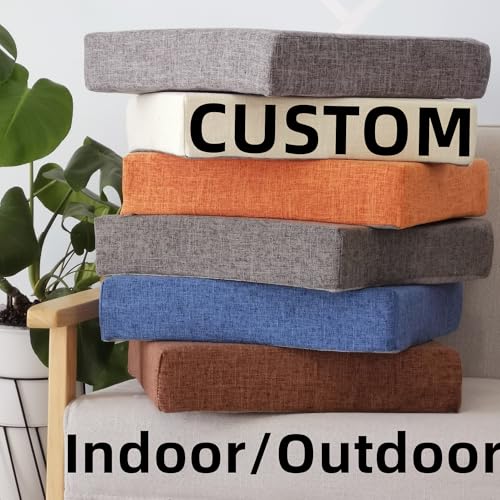 SINCERE Custom Chair Cushions Pads Indoor Outdoor, High Density Foam Back Pillow with Ties for Dining Room Kitchen, Non-Slip Waterproof Patio Furniture Deep Seating Pad, Fade-resistant Removable Cover - color: Custom Chair Pads