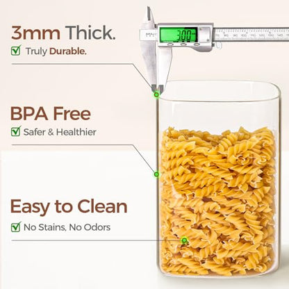 ComSaf 4.6Qt Glass Food Storage Containers, 1.2 Gallon Glass Flour and Sugar Containers with Airtight Lids, Large Square Jars with Bamboo Lids for Rice, Pasta, Oats, Grains, Cookies, Coffee Beans - color: 4.6Qt-Square