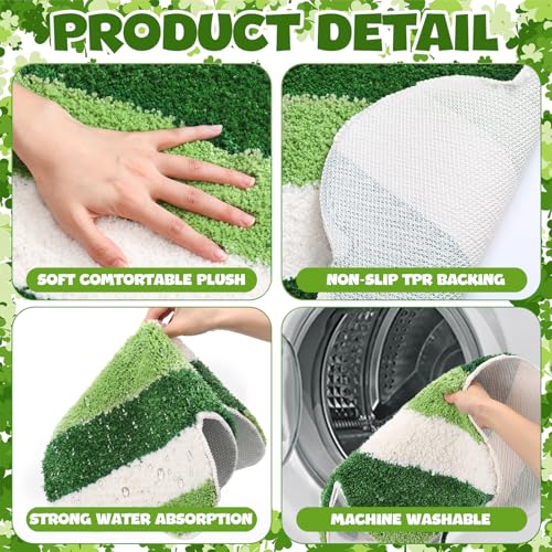 Drydiet St. Patrick's Day Shamrock Bathroom Rug Ireland Celtic Knot Door Mat Leaf Shower Mat Irish Bathroom Shower Decoration Non Slip Washable Rug 20 x 24 Inches(Classic) - style: St. Patrick