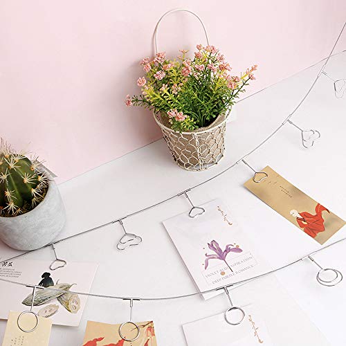 TFu Wall Hanging Photo Display, DIY Picture Photo Frame String with 12 Clips for Hanging Photos Notes and Artworks (Round Shape Clip) - size: Round shape clip