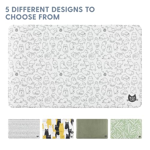 The Cat Ladies Cats Feeding Mat - Waterproof Dishwasher Safe Small Pet Eating Placemat - Cat & Dog Food Mats for Food and Water Bowl - Protect Floors from Mess - Black & White Cats - color: Black and White Cats
