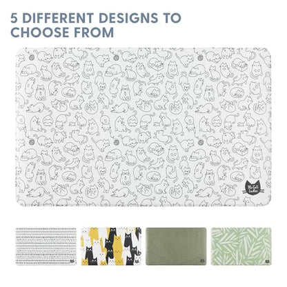 The Cat Ladies Cats Feeding Mat - Waterproof Dishwasher Safe Small Pet Eating Placemat - Cat & Dog Food Mats for Food and Water Bowl - Protect Floors from Mess - Black & White Cats - color: Black and White Cats
