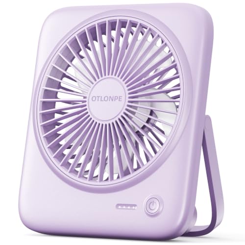 Otlonpe Personal Portable Desk Fan, 4000mAh Small Rechargeable Portable Fan Battery Operated & USB Powered for Travel Sleeping Bedroom Office Home Table, Cordless, Quiet, 4-Speed, 6.5 Inch (Purple) - color: Purple