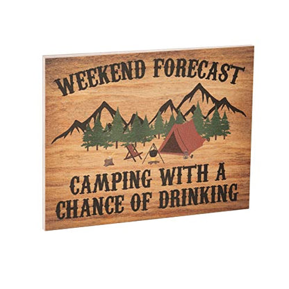 JennyGems Weekend Forecast Funny Camping Wood Sign, Camping Gifts, RV Wall Hanging, Made in USA - color: Weekend Forecast