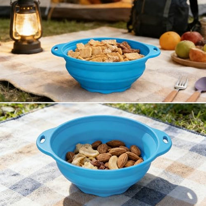 Collapsible Silicone Mixing Bowl - 1800ml(60 fl oz) - BPA Free, Dishwasher Safe, Non-Slip Base Salad Bowls for Kitchen, Camping & Travel (Blue) - color: Blue
