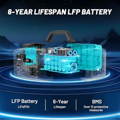 Portable Power Station 1800W (3600W Surge), 1024Wh LiFePO4 Solar Generator, 1.5H Fast Charging Home Battery Backup with 4 AC Outlets, Emergency Power Supply for Camping, RV, Off-Grid