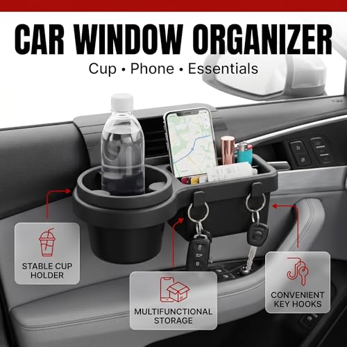 Li&Zhao Car Window Cup Holder - Clip-On, No Drill, Universal Fit