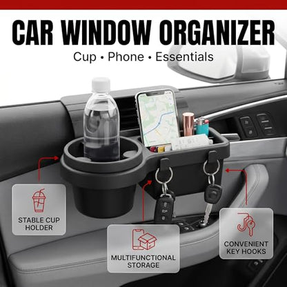 Li&Zhao Car Window Cup Holder - Clip-On, No Drill, Universal Fit