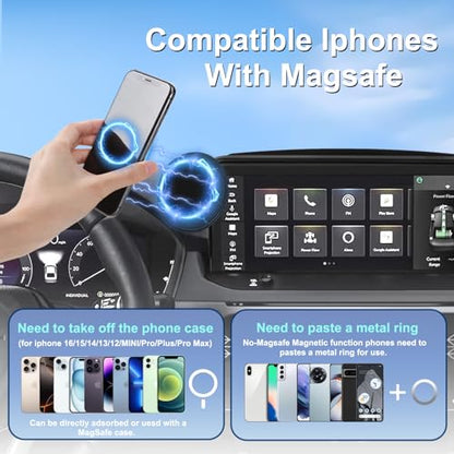 Car Phone Holder for 2018-2022 Honda Accord Accessories 8-inch Screen Fixed Clip, Magnet Cell Phone Mount Compatible with MagSafe, Hand-Free 360° Rotation Phone Automobile Cradles Not Affect Air Vent - size: 18-22 Honda Accord