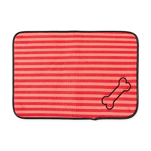 Bone Dry Machine Washable, Ultra Absorbent Pet Mat, 12x18", Red Stripe - color: Red Stripe, size: 12"L x 18"W