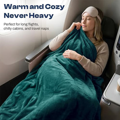 EverSnug Travel Blanket and Pillow - Ultra-Soft, Compact & Lightweight, 65x40 Inches, with Carry Case, Luggage Sleeve & Backpack Clip for Airplane Comfort (Teal) - color: Forest Green