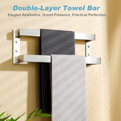 Alise Double Towel Bar, 16" Towel Racks for Bathroom Wall Mounted, SUS304 Stainless Steel Bathroom Towel Holder, Modern Quick Drying Towel Hanger, Brushed Nickel - color: Brushed Nickel, size: 16-inch