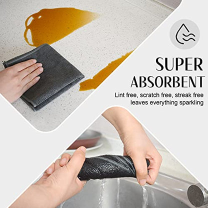 SINLAND Microfiber Cleaning Cloth Super Absorbent Kitchen Dish Cloths Quick Dry No Streak Dish Rags Glass Cloths 12inchx12inch 12 Pack Grey - color: Grey