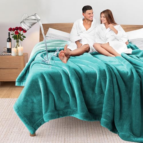YISURE Queen Size Waterproof Blanket for Bed, 80"x60", Comfort, Reversible & Washable for Couch Sofa Bed (Aqua/Turquoise) - color: Aqua/Turquoise, size: 80x60 in