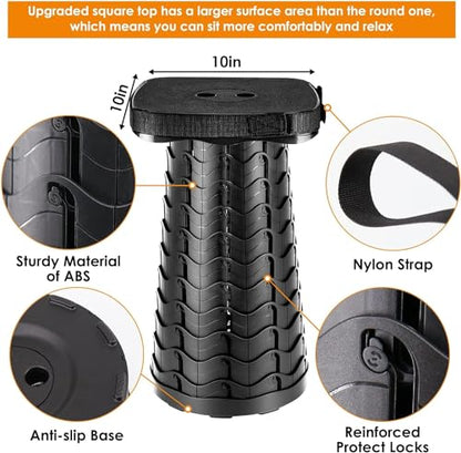 aboutool 2 Pack Collapsible Stool with Soft Removable Cushion & Waterproof Carry Bag - Lightweight Folding Stool, 485lbs Capacity, Portable for Adults, Camping, Fishing, Hiking, Outdoor, Travel - color: Black (Cushion Included)