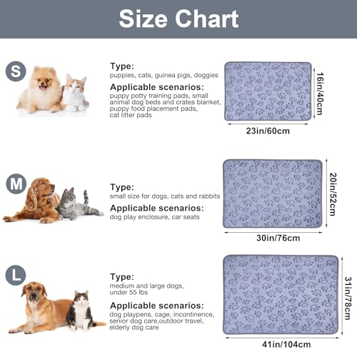 Dono 1 Pack 3 Dog Blankets, Soft Fluffy Fleece Pet Blanket Warm Sleep Mat Paw Print Design Puppy Kitten Throw Blankets Doggy Blanket for Dogs - color: Grey Bone, size: Medium(30*20")