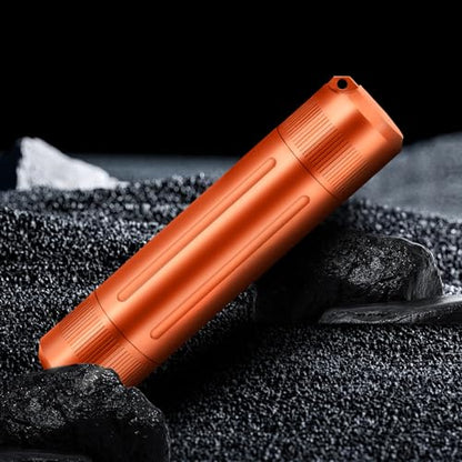 Airtight Stash Jar, Durable Smell Proof Aluminum Container, Portable Dual-Opening Storage Tube with Carabiner for Herbs, Spices, Valuables - Orange