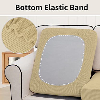 Easy-Going Stretch Individual Loveseat Couch Cushion Cover Sofa Cushion Furniture Protector Sofa slipcover Soft Flexibility with Elastic Bottom (2-piece Loveseat Cushion Cover, Beige) - color: Beige, size: 2-piece